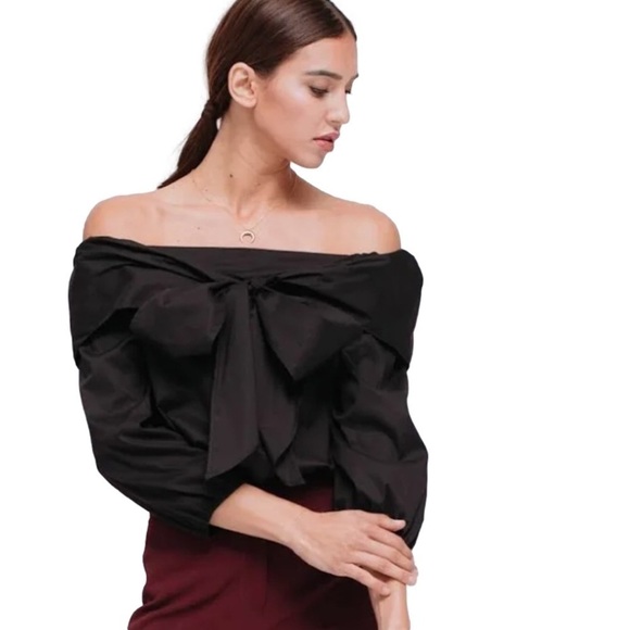 Nwt Pleione Black Off the Shoulder Bow Blouse, S - Picture 2 of 9